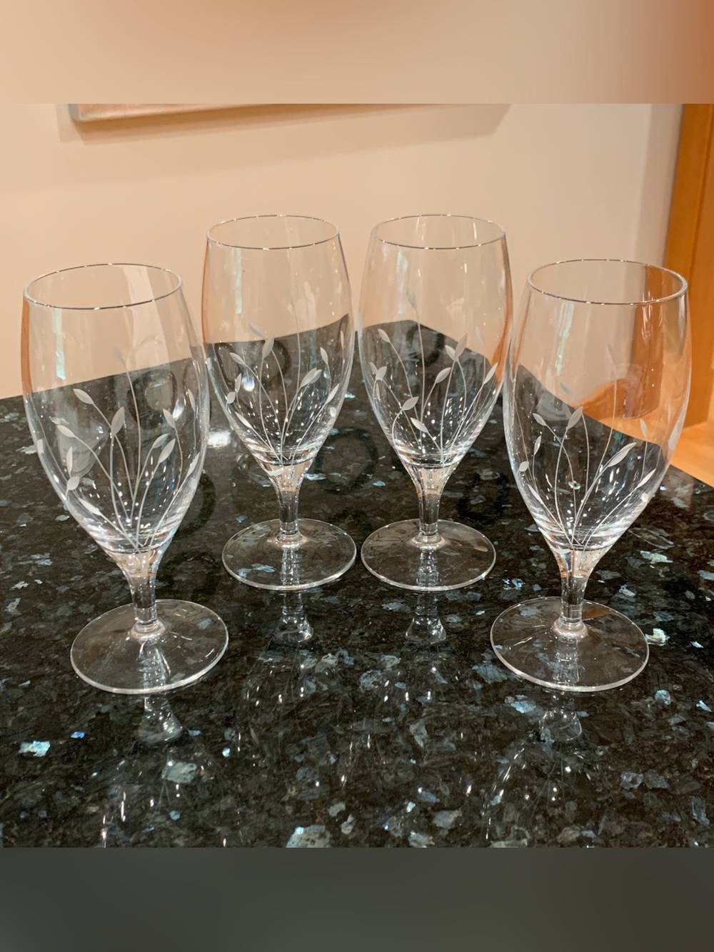 Princess House Garden Mist Crystal Iced Tea Glasses Set of 4 #967 Like New Rare